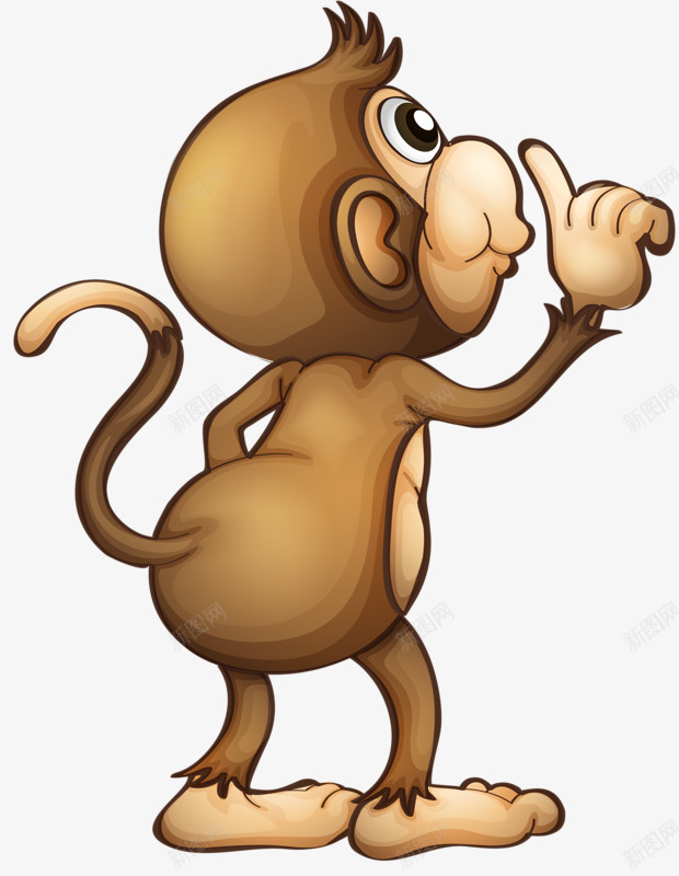竖食指的猴子png免抠素材_新图网 https://ixintu.com 卡通 孙悟空 猴子 祖先