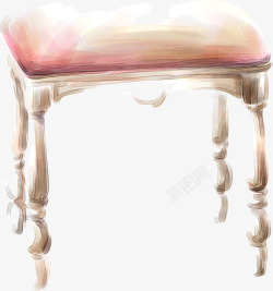 手绘室内粉色凳子素材