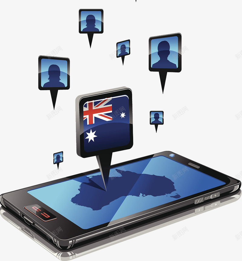澳洲国旗智能手机图标png_新图网 https://ixintu.com 手机 智能图标 澳大利亚地图 澳洲国旗