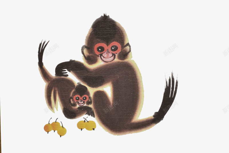 手绘艺术猴子的母爱插画png免抠素材_新图网 https://ixintu.com 伟大的母爱 动物 手绘 插画 母爱 水墨 猴子 艺术 黑色