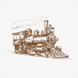 卡通复古手绘插图运输火车素材