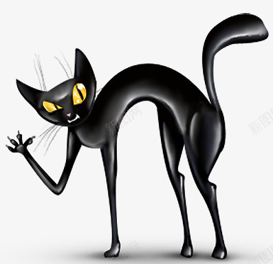 万圣节黑猫png免抠素材_新图网 https://ixintu.com 万圣节 恐怖 装饰 黑猫