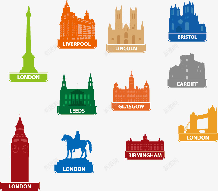 英国标志性建筑矢量图ai免抠素材_新图网 https://ixintu.com 建筑 标志性 英国 矢量图