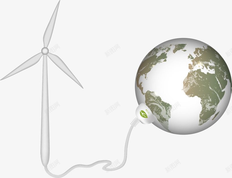 充电的地球png免抠素材_新图网 https://ixintu.com 充电 发电机 地球 风车 风车发电
