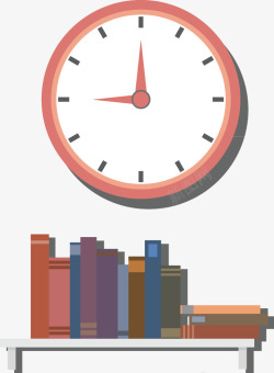 书架钟表时间书架矢量图高清图片