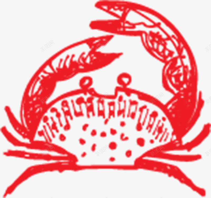 手绘螃蟹png免抠素材_新图网 https://ixintu.com AI 卡通 手绘 海洋 红色 线条 螃蟹