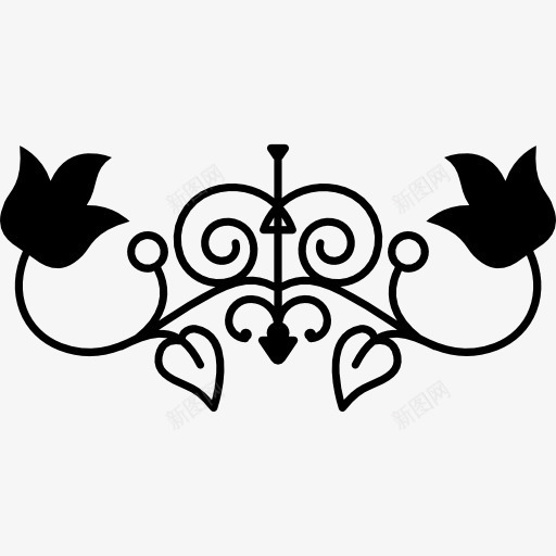 花的对称典雅的装饰图标png_新图网 https://ixintu.com 优雅 对称 形状 花艺设计 花香 装饰 设计