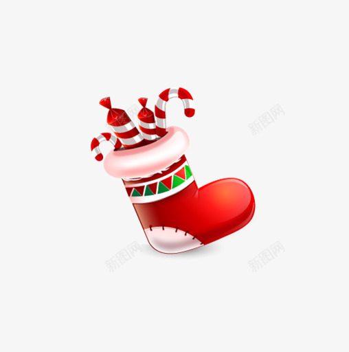 圣诞袜子装饰png免抠素材_新图网 https://ixintu.com 圣诞节 红色 袜子