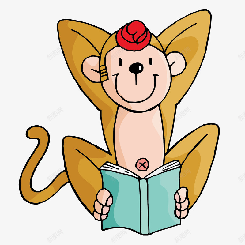 看书的小猴子png免抠素材_新图网 https://ixintu.com 动物 卡通 看书