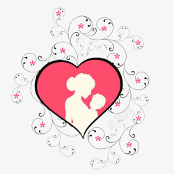 粉色心形母亲怀抱儿童母亲节元素素材