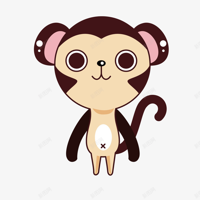 卡通手绘可爱的猴子矢量图ai免抠素材_新图网 https://ixintu.com 动物设计 卡通 手绘 标签 猴子设计 矢量图