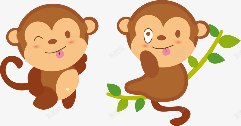 可爱小猴子png免抠素材_新图网 https://ixintu.com 卡通小猴子 小猴子 小猴子元素 小猴子海报 水彩 矢量小猴子