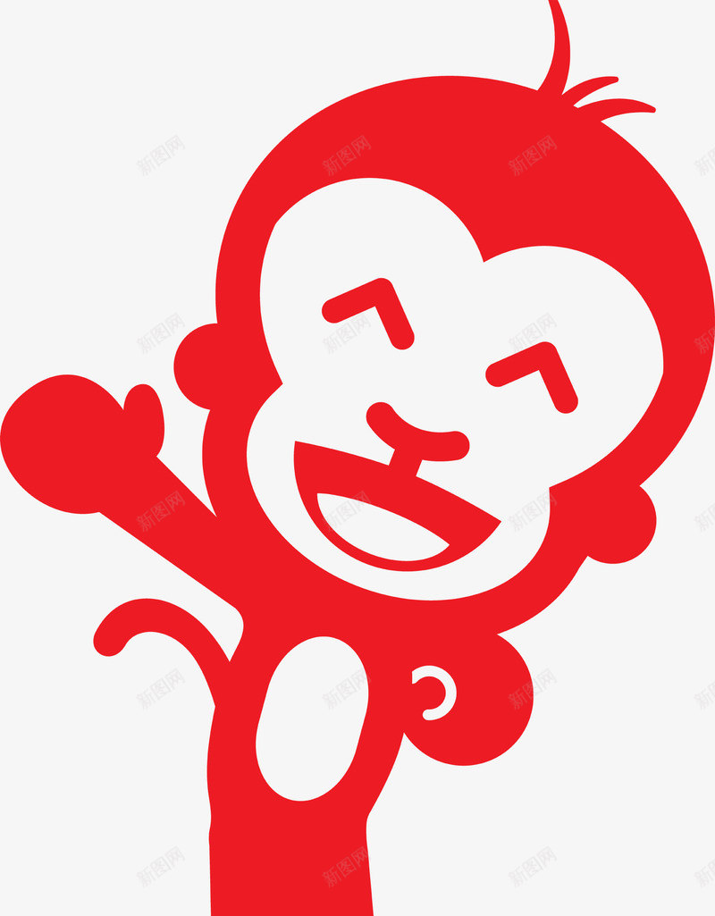 手绘红色卡通猴子png免抠素材_新图网 https://ixintu.com 卡通 猴子 红色