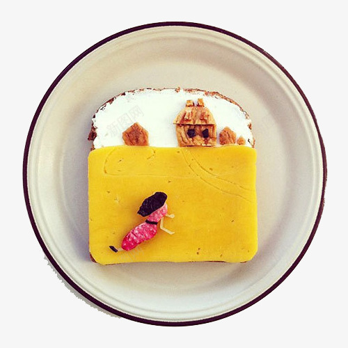 艺术面包画沙漠png免抠素材_新图网 https://ixintu.com 房子 抽象画 美食 艺术品 面包 黄色