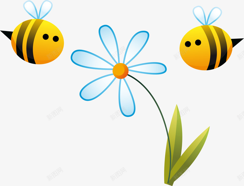 卡通蜜蜂花朵png免抠素材_新图网 https://ixintu.com 卡通花朵矢量 卡通蜜蜂矢量 卡通蜜蜂花朵 矢量卡通蜜蜂花朵