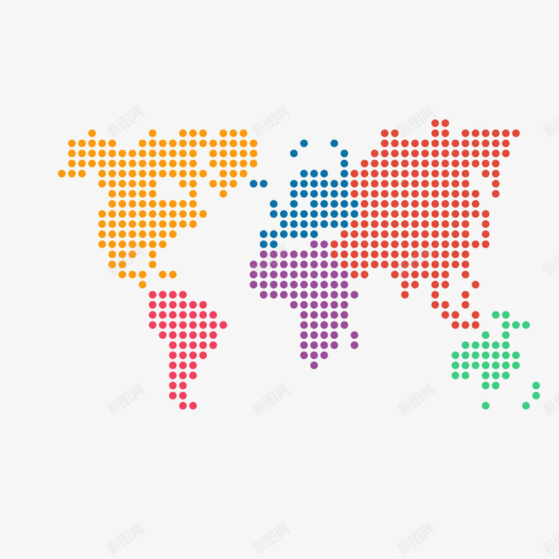 彩色点状世界地图png免抠素材_新图网 https://ixintu.com 世界 地图 彩色 点状