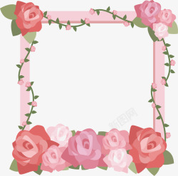 粉玫瑰装饰相框矢量图素材