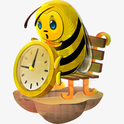 手绘黄色蜜蜂钟表素材