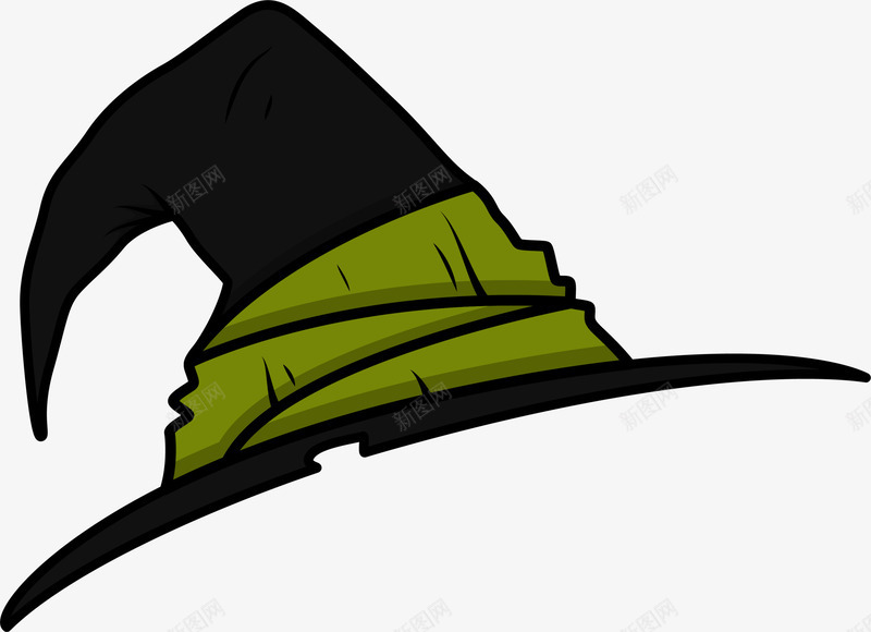 绿色卡通巫师帽png免抠素材_新图网 https://ixintu.com 万圣节 帽子 恐怖惊悚 绿色巫师帽 鬼怪 鬼节 魔法