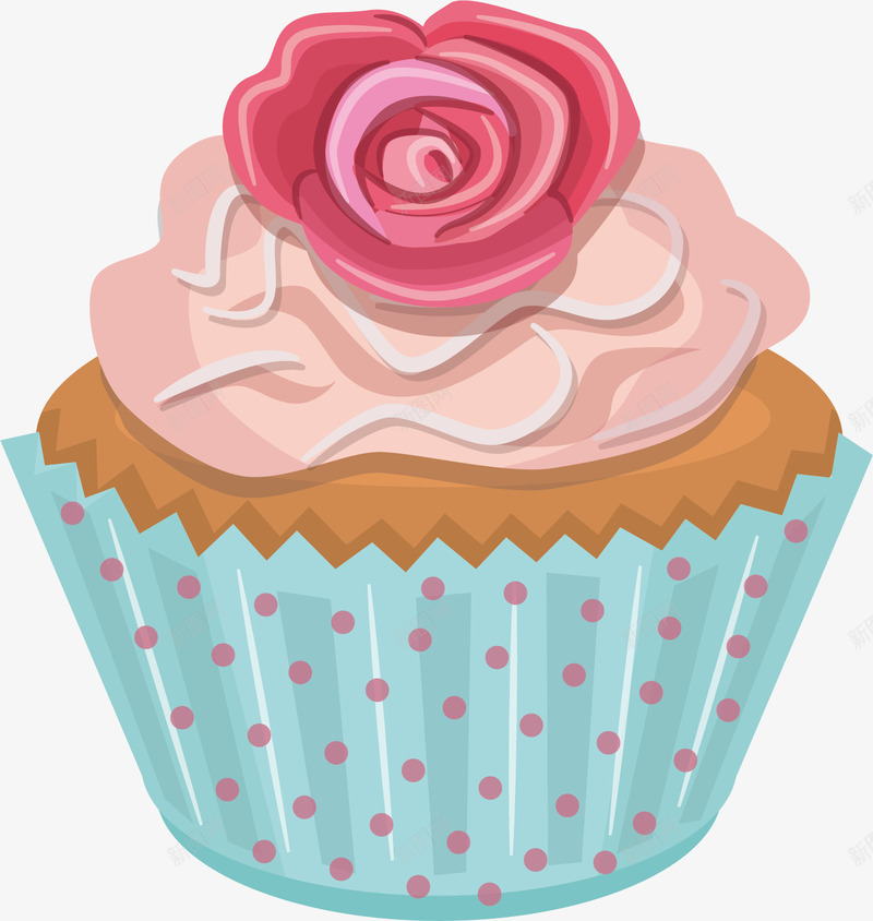 鲜花图案的蛋糕矢量图ai免抠素材_新图网 https://ixintu.com 奶油 玫瑰 红色 蛋糕 食品 食物 食用 矢量图