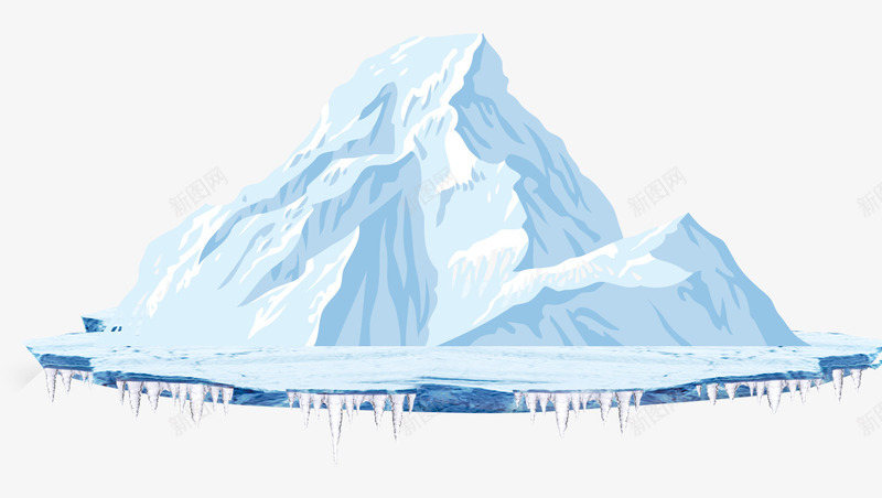蓝色雪山装饰psd免抠素材_新图网 https://ixintu.com 免扣素材 蓝色 装饰图案 雪山
