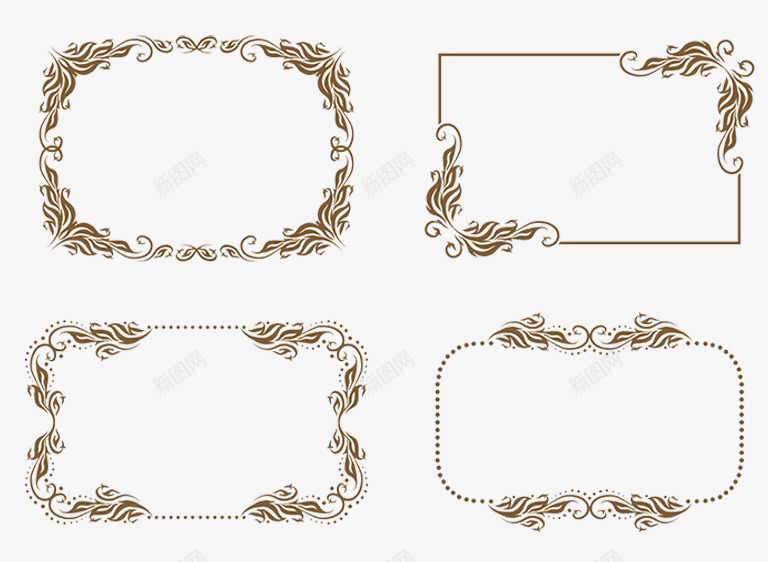 花纹边框png免抠素材_新图网 https://ixintu.com 圆角矩形边框 矩形 花纹 边框 金色