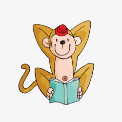 读书猴子矢量图素材