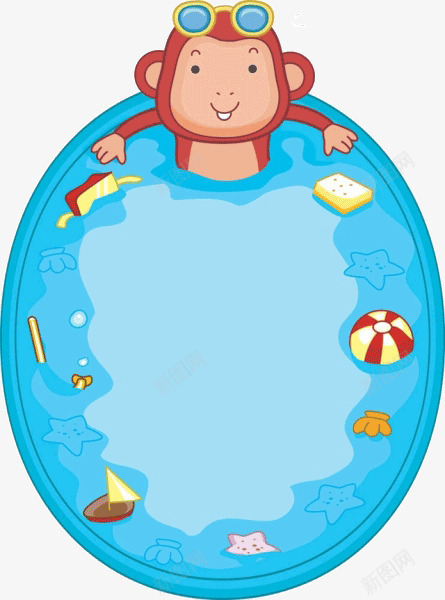 卡通猴子游泳png免抠素材_新图网 https://ixintu.com 卡通 游泳 猴子 玩具