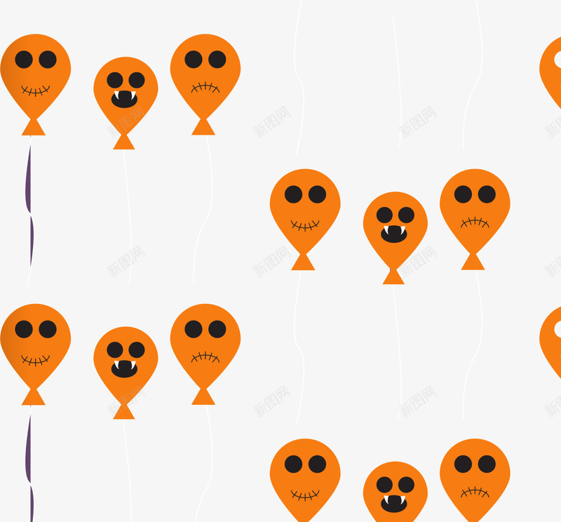 橙色气球背景png免抠素材_新图网 https://ixintu.com 万圣节 恐怖 惊悚气球 橙色气球 气球背景 鬼脸
