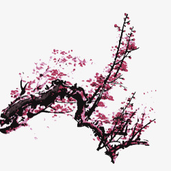 玫红色中国风桃花装饰图案素材