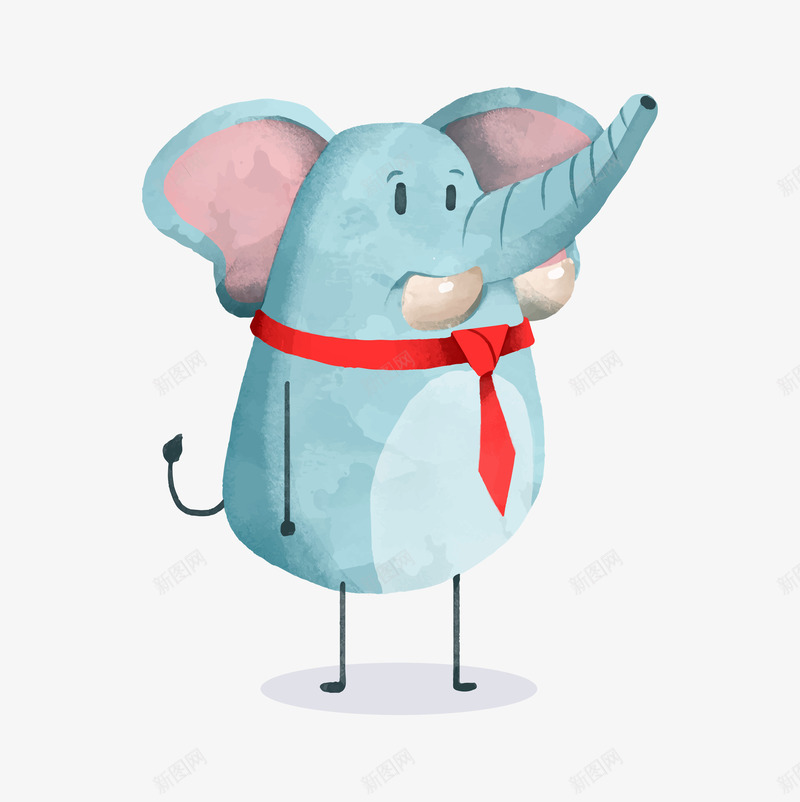 系红色领带的小象png免抠素材_新图网 https://ixintu.com 动物 卡通 可爱的 小象 简图 红领巾 装扮 领带