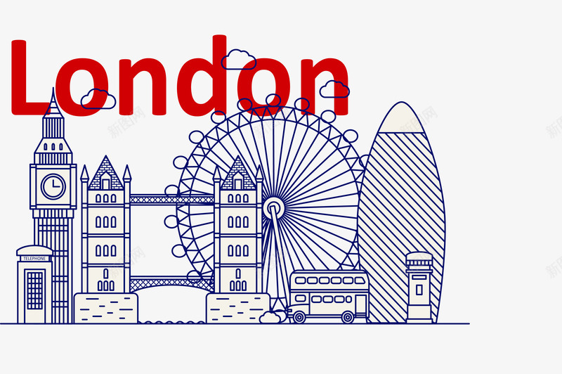 蓝色英国伦敦风景png免抠素材_新图网 https://ixintu.com 伦敦 伦敦风景 英国伦敦