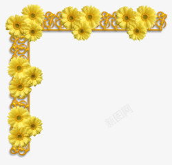 黄色绽放花朵边框素材