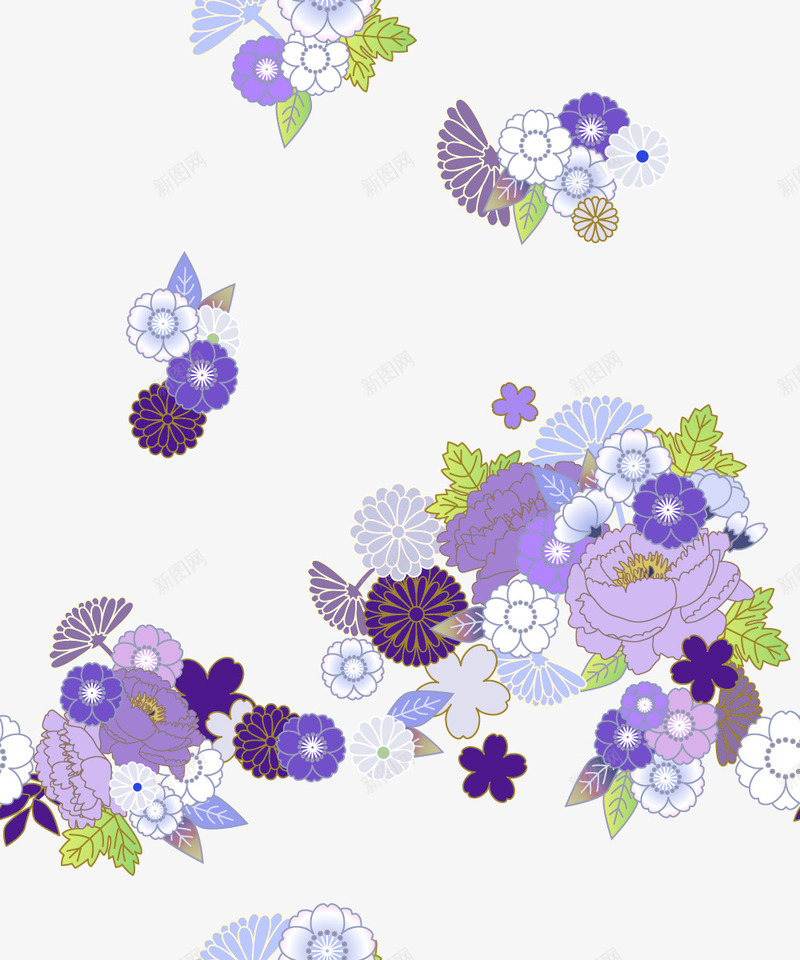 紫色系列花卉插画png免抠素材_新图网 https://ixintu.com 插画 系列 紫色 花卉