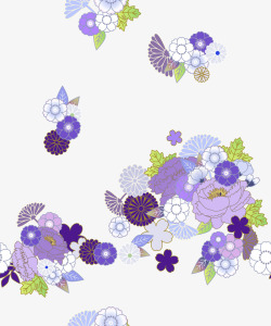 紫色系列花卉插画素材