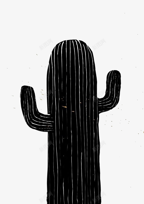 黑色仙人掌png免抠素材_新图网 https://ixintu.com 仙人掌 卡通 手绘 插画 植物 沙漠 黑色