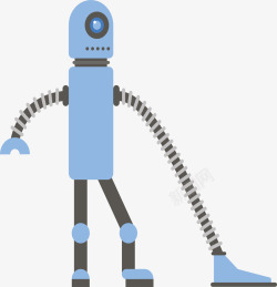 蓝色吸尘器机器人矢量图素材