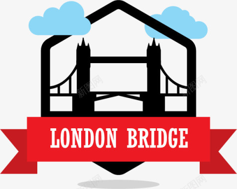 扁平伦敦大桥图标矢量图图标