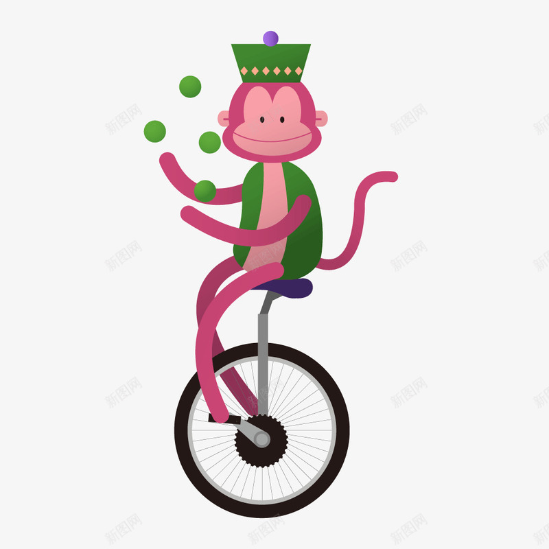 粉红色质感杂技猴子png免抠素材_新图网 https://ixintu.com 杂技 猴子 粉红色 质感
