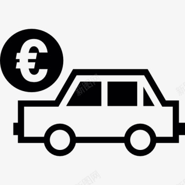 汽车销售在欧元图标图标