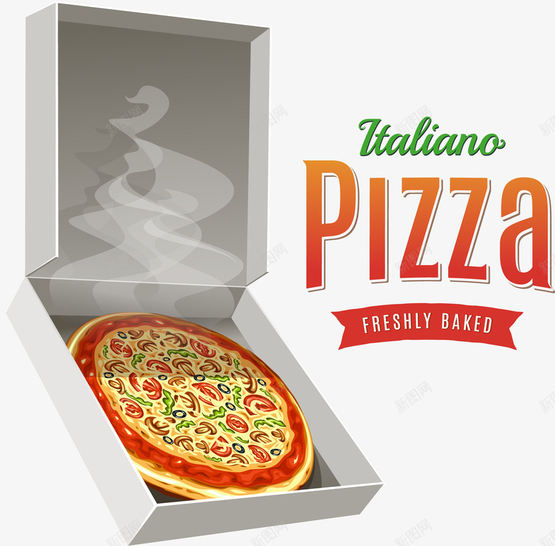 手绘披萨png免抠素材_新图网 https://ixintu.com 培根披萨 手绘 披萨盒 热气腾腾的披萨 肉食披萨 飞机盒