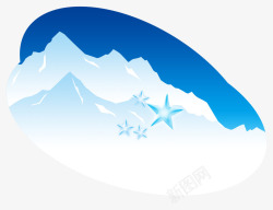 卡通雪山冰川上的五角星素材