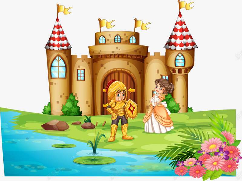 童话故事的城堡png免抠素材_新图网 https://ixintu.com 公主 城堡 矢量素材 童话故事 骑士