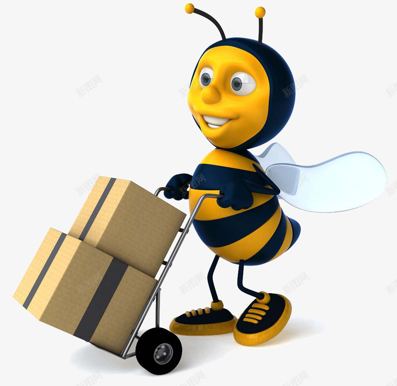 推箱子的卡通蜜蜂png免抠素材_新图网 https://ixintu.com 卡通 箱子 纸箱 蜜蜂