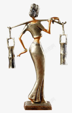 傣族姑娘挑水铜雕背面素材