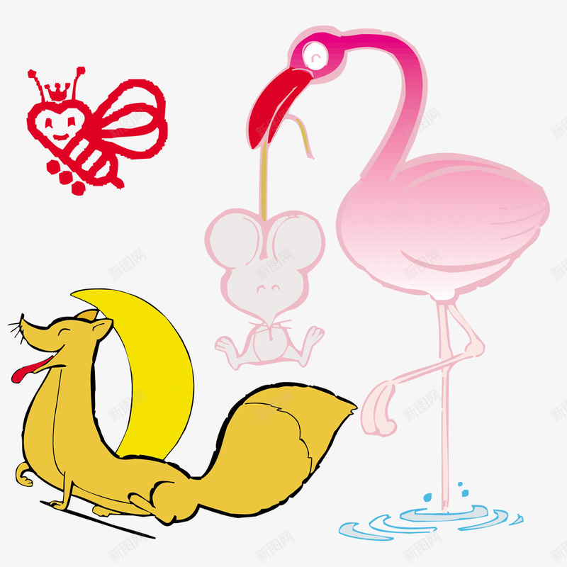 小蜜蜂和老鼠png免抠素材_新图网 https://ixintu.com 动物 卡通 可爱 小老鼠 小蜜蜂 手绘 简图 飞鹤 黄色