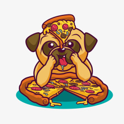 小老鼠吃披萨披萨狗狗矢量图高清图片