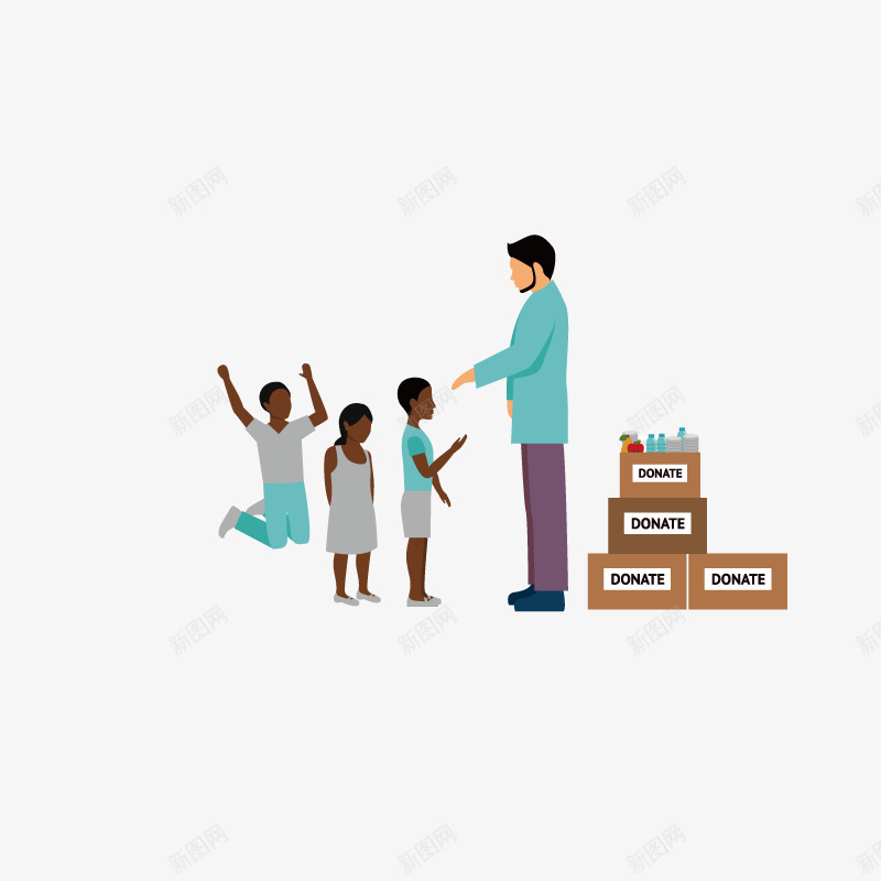 排队领取食物的小孩子们png免抠素材_新图网 https://ixintu.com 儿童 卡通 大人 排队 箱子 领取食物 食物 饮料