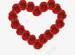 红色玫瑰花拼凑成爱心素材