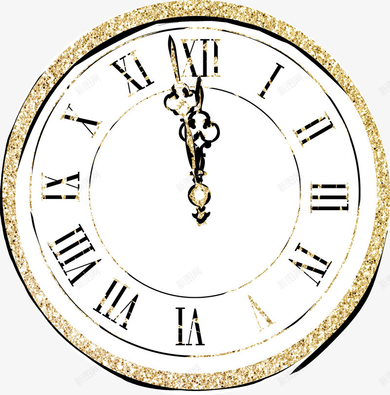 金色边框的圆形钟表png免抠素材_新图网 https://ixintu.com 指针 方向 时间 转动 金色边框 钟表 顺时针